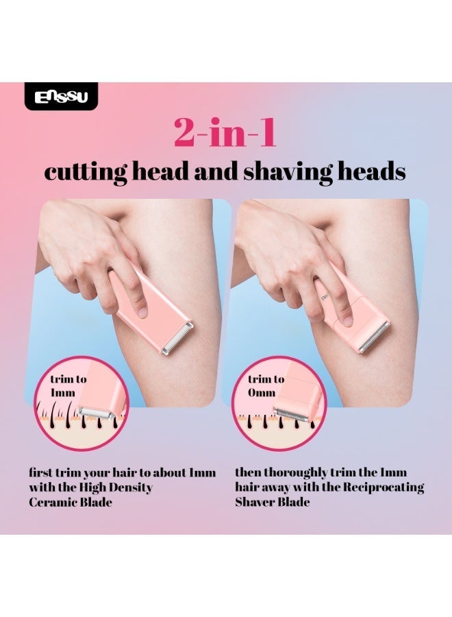 ENSSU 2-in-1 Ladies Bikini Trimmer & Body Shaver with Safe BladeLock Technology, Ultra-Thin Portable, 6000RPM Motor, Type-C Fast Charge, IPX7 Waterproof, Low Noise for Face, Bikini, Legs, Armpit - Image 4